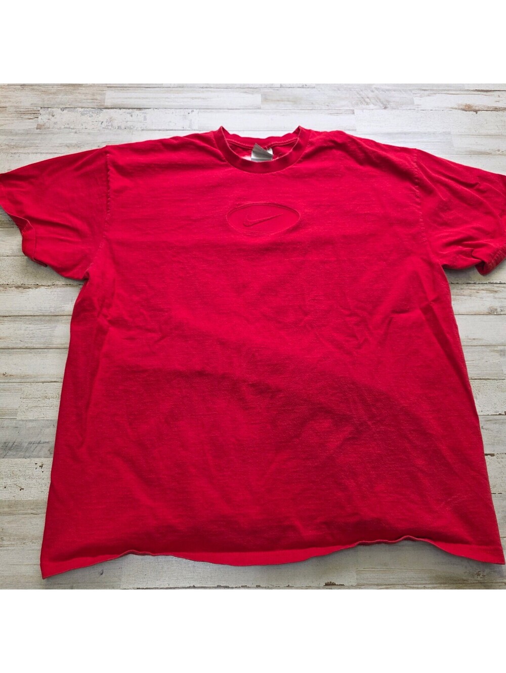 VTG Nike T-Shirt Men's XXL Red Embossed Logo Center Swoosh Gray Tag 90s Soccer